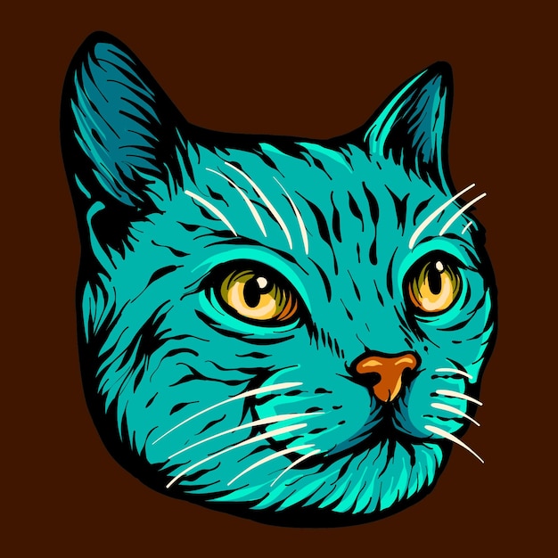 Vector diseño de tatuaje de diseño de camiseta de gato dibujado a mano