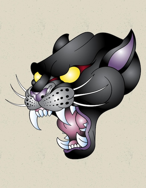 Vector diseño de tatuaje de pantera