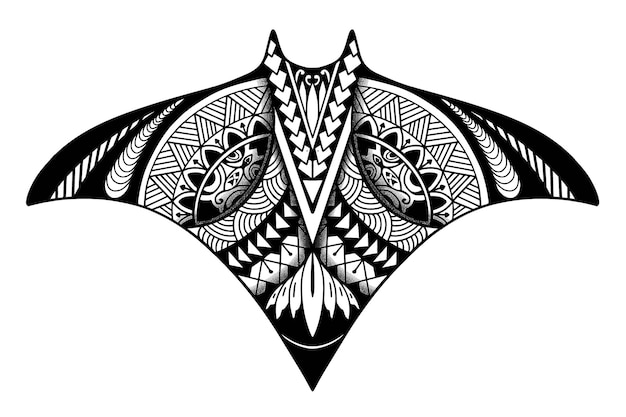 Diseño de tatuaje polinesio Stingray Ilustración de estilo aborigen samoano EPS10