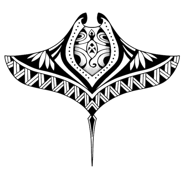 Diseño de tatuaje polinesio Stingray Ilustración de estilo aborigen samoano EPS10
