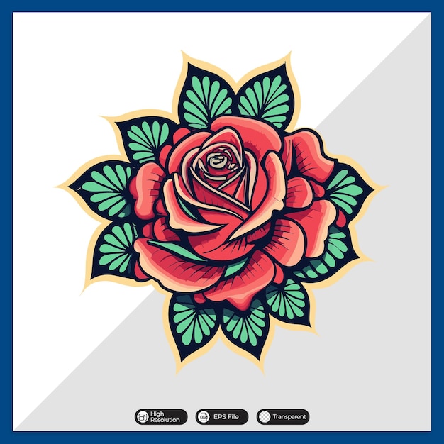 Vector diseño de tatuaje de rosas coloridas