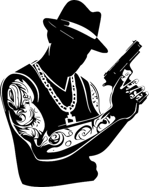 Diseño de tatuaje vectorial de gangstar 2