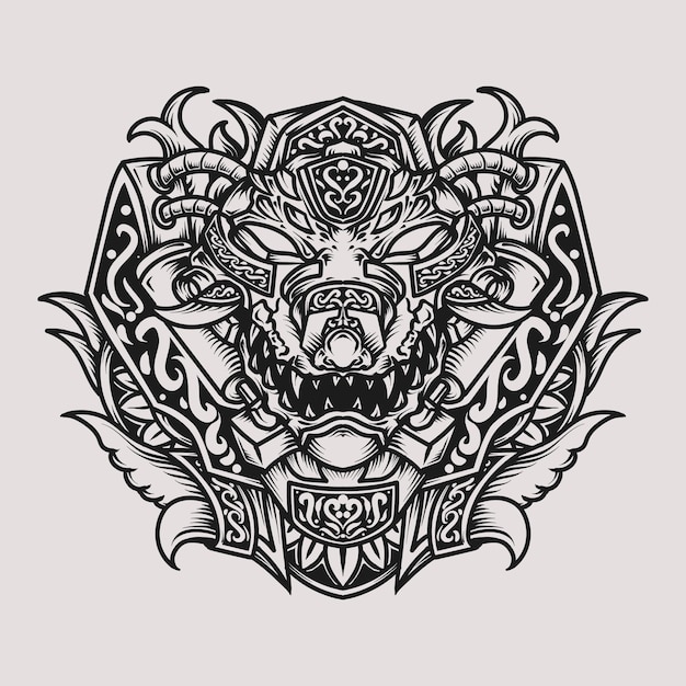 diseño de tatuajes y camisetas en blanco y negro ilustración dibujada a mano adorno grabado de cabeza de cocodrilo