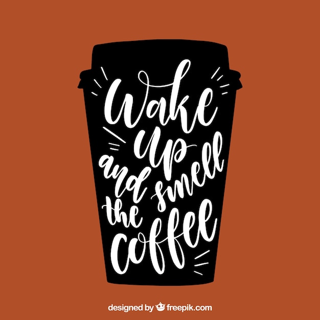 Diseño de taza de café con lettering