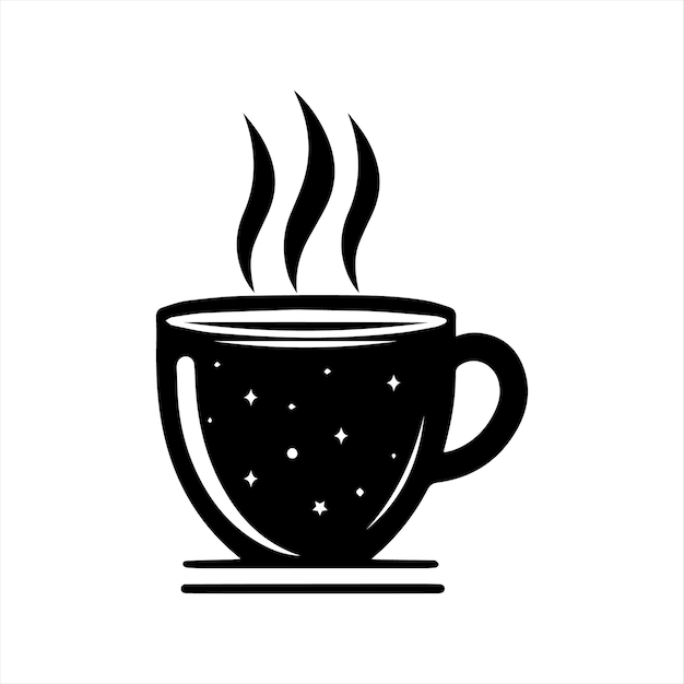 diseño de taza de té de shilloutte negro con fondo blanco