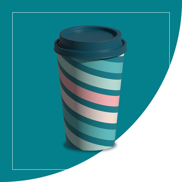 Diseño de tazas de papel de café 3D archivo de eps vectorial