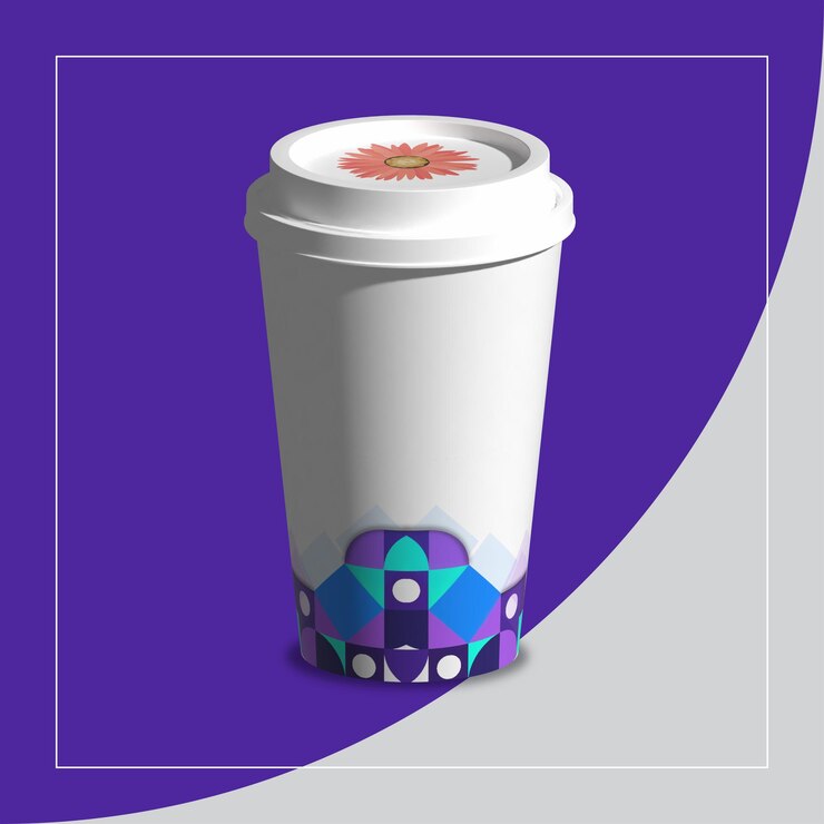 Vector diseño de tazas de papel de café 3d