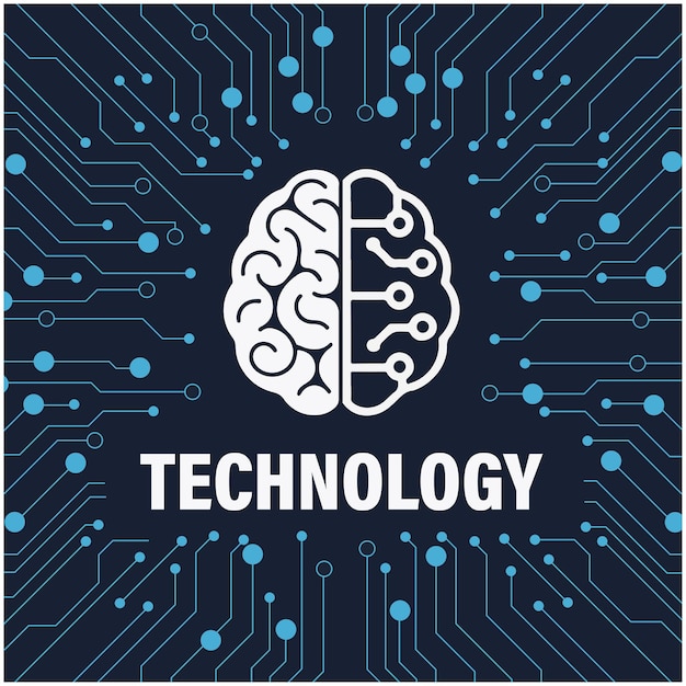 Diseño de tecnología cerebral con concepto de arte lineal