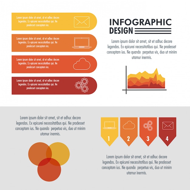 Diseño de tecnología de infografía en colores rojo y naranja