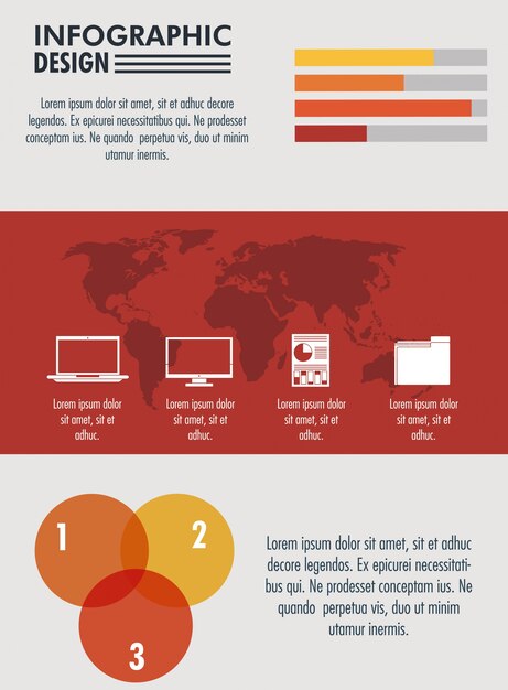 Vector diseño de tecnología de infografía en colores rojo y naranja