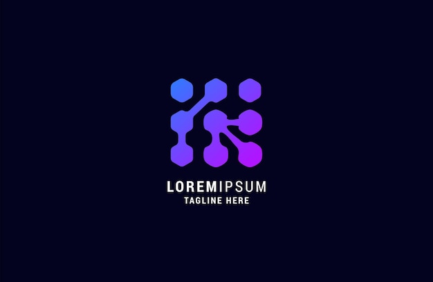 diseño de tecnología de línea simple de logotipo de neurona