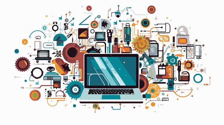 Vector diseño de tecnología moderna en ilustración vectorial de fondo blanco