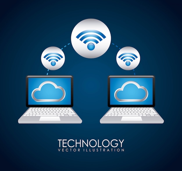 Diseño de tecnología sobre fondo azul ilustración vectorial