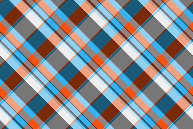Diseño de tela a cuadros de hilo textil tartan patrón de cheque de textura femenina fondo vectorial sin costuras en colores cian y naranja