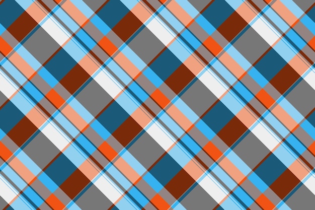 Diseño de tela a cuadros de hilo textil tartan patrón de cheque de textura femenina fondo vectorial sin costuras en colores cian y naranja