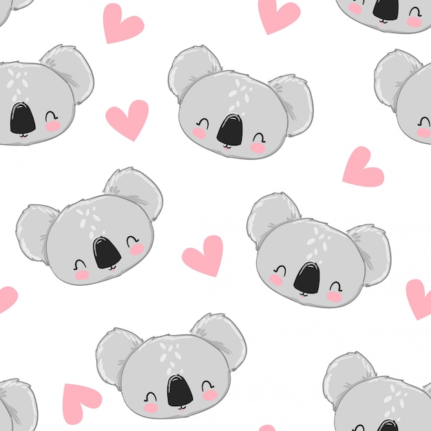 Diseño de tela de ilustración de stock transparente de patrón de koala lindo.