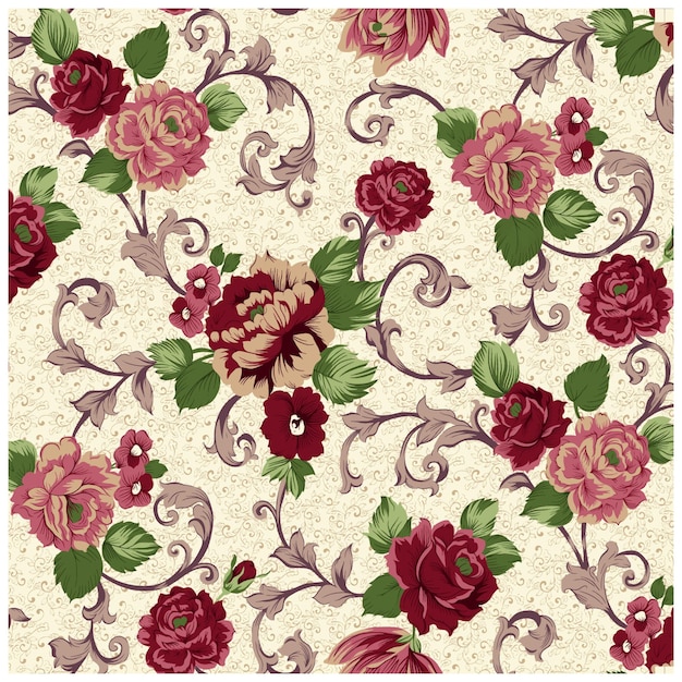 Diseño de telas con patrones florales sin costuras obra de arte vectorial