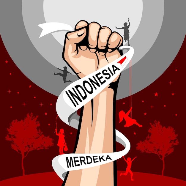 Vector diseño templado del día de la independencia de indonesia