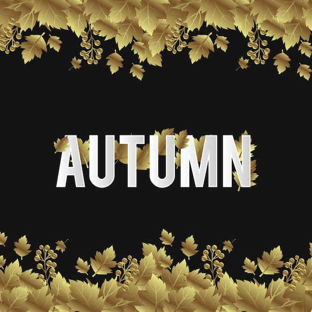 Diseño de la temporada de otoño con el vector de fondo oscuro