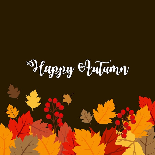 Diseño de la temporada de otoño con el vector de fondo oscuro