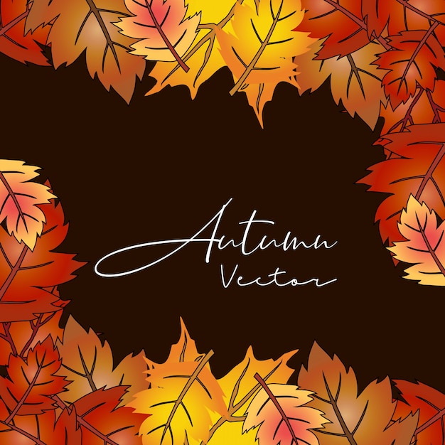 Diseño de la temporada de otoño con el vector de fondo oscuro