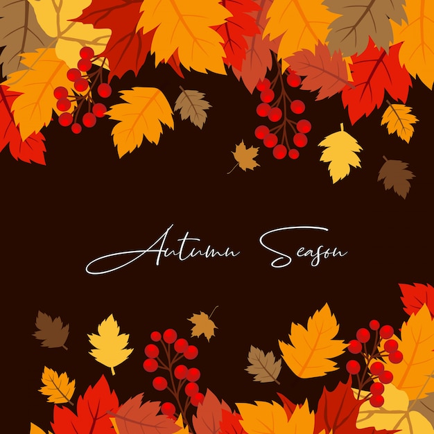 Diseño de la temporada de otoño con el vector de fondo oscuro