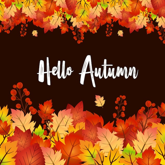 Diseño de la temporada de otoño con el vector de fondo oscuro