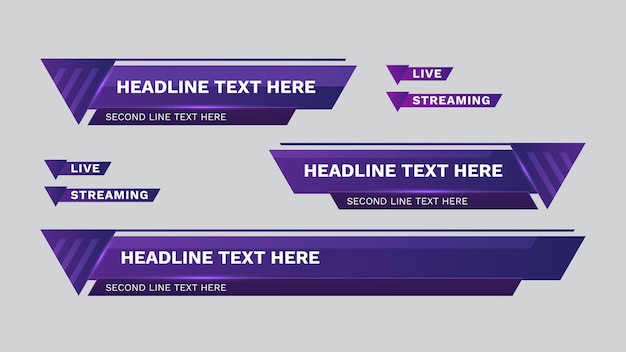 Diseño de tercer vector inferior con plantilla de noticias de última hora de titular de color púrpura