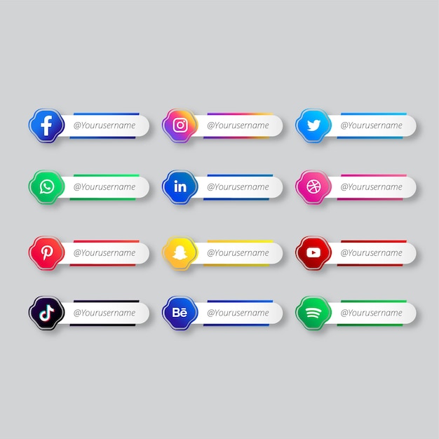 Diseño de tercio inferior de estilo de botón de redes sociales