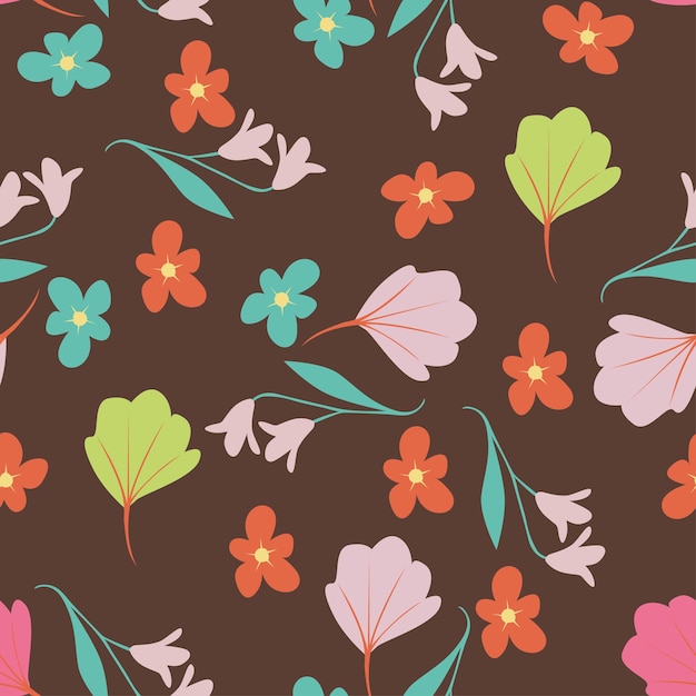 Diseño textil digital colorido hermoso dibujo a mano flores elementos abstractos