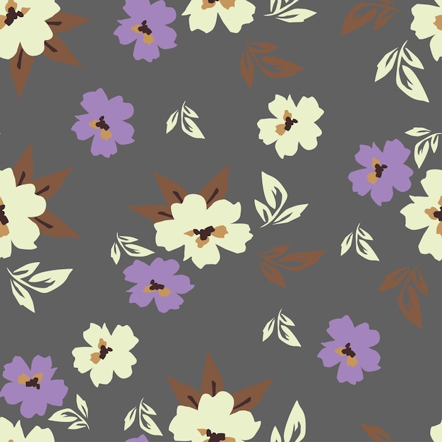 Diseño textil digital colorido hermoso dibujo a mano flores elementos abstractos