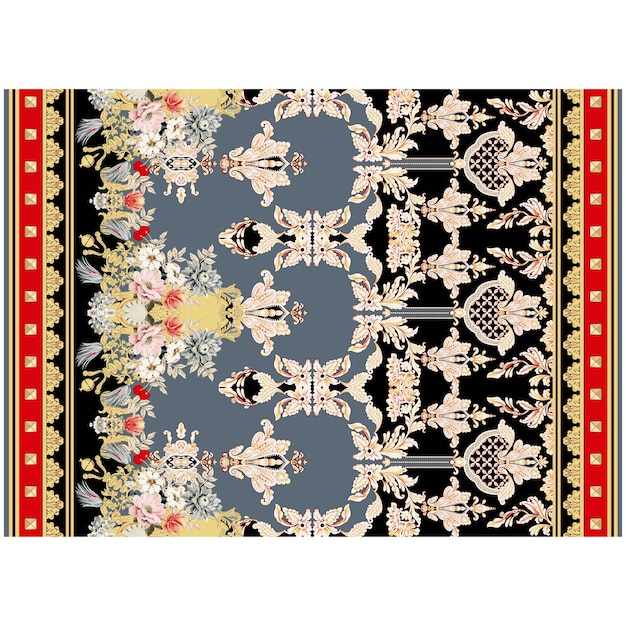 Diseño textil Frontera y motivo digital