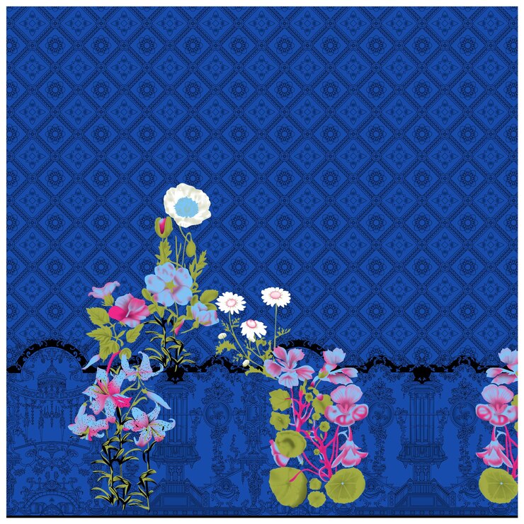 Diseño textil Frontera y motivo digital