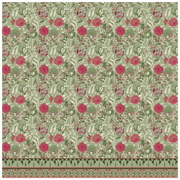 Diseño textil Frontera y motivo digital