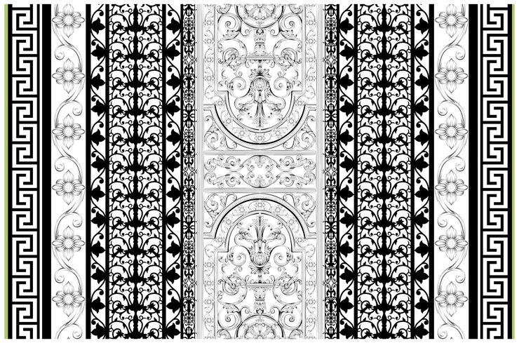 Diseño textil Frontera y motivo digital