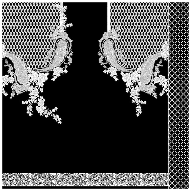 Diseño textil Frontera y motivo digital