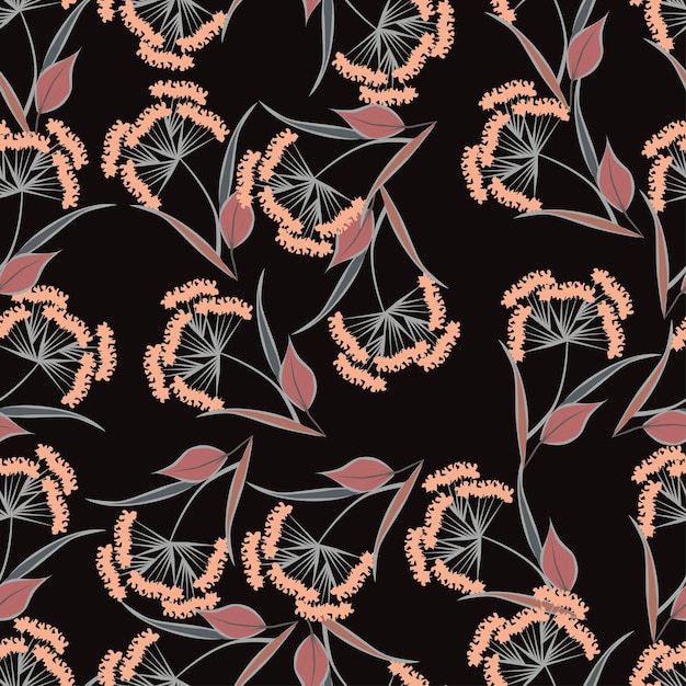 Diseño textil de hermosos patrones florales sin costuras
