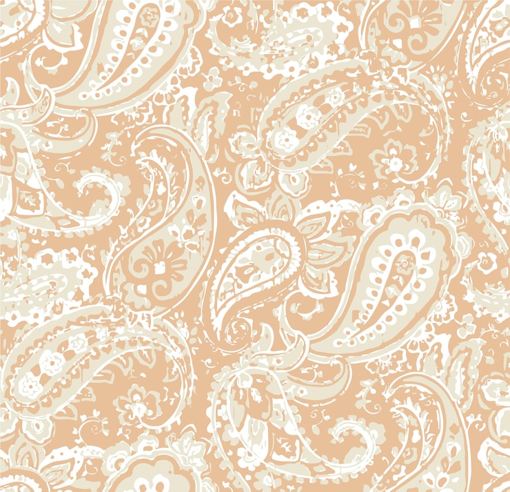 Diseño textil de Paisley en crema y beige