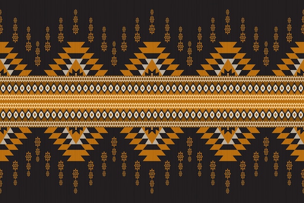 Diseño textil de patrón étnico geométrico dorado