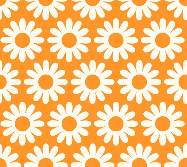 Diseño textil retro nostálgico de los años setenta Flores geométricas vintage de estilo hippie de los años sesenta Fondo floral de cuadrícula de ajedrez de impresión divertida