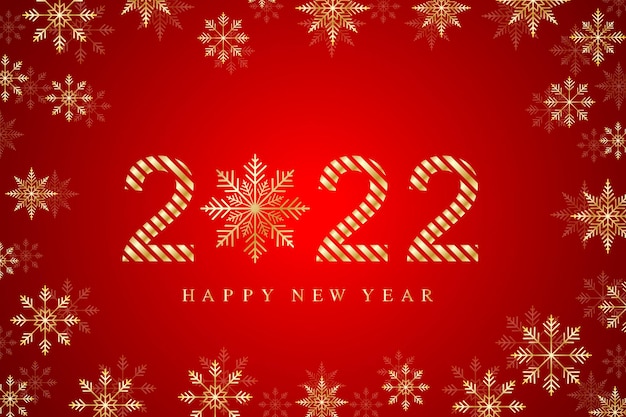 Diseño de texto 2022 Fondo de Navidad y feliz año nuevo con copos de nieve. Ilustración vectorial.