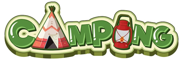 Diseño de texto para campamento de palabras.