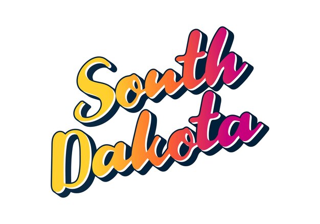 Diseño de texto de Dakota del Sur. Caligrafía vectorial. cartel de tipografía. Utilizable como fondo.