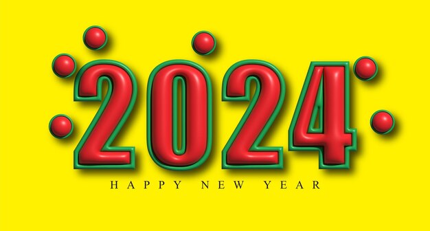 Vector diseño de texto decorativo de feliz año nuevo 2024