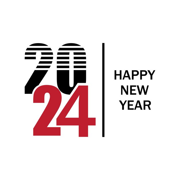 Diseño de texto de Feliz Año Nuevo 2024 Cubierta del diario de negocios para 2024 con deseos Diseño de folleto plantilla tarjeta banner Ilustración vectorial aislada en fondo blanco