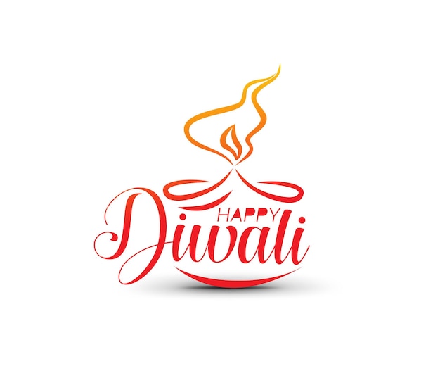 Diseño de texto feliz Diwali. Ilustración de vector abstracto.