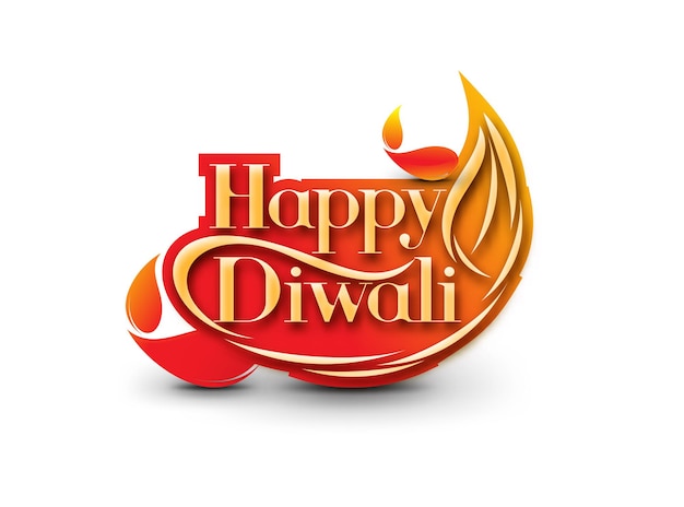 Diseño de texto feliz Diwali. ilustración vectorial.