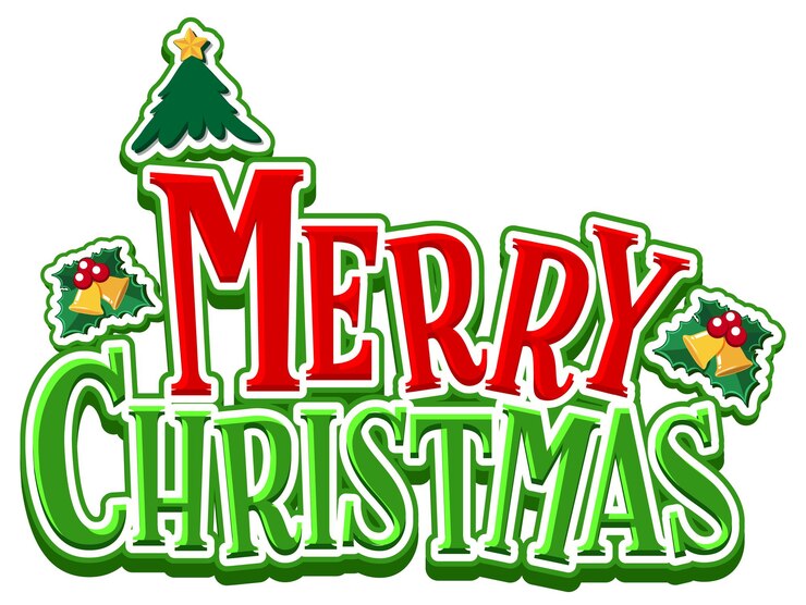 Vector diseño de texto de feliz navidad sobre fondo blanco.