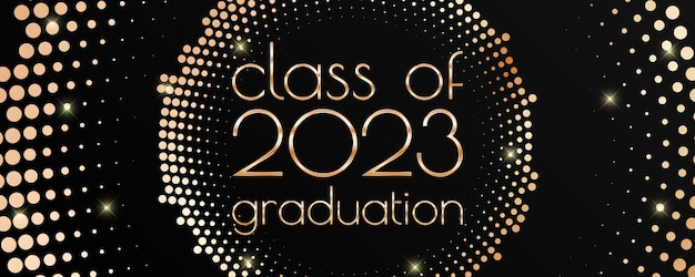 Diseño de texto de graduación de la clase 2023 para invitaciones de tarjetas o pancarta
