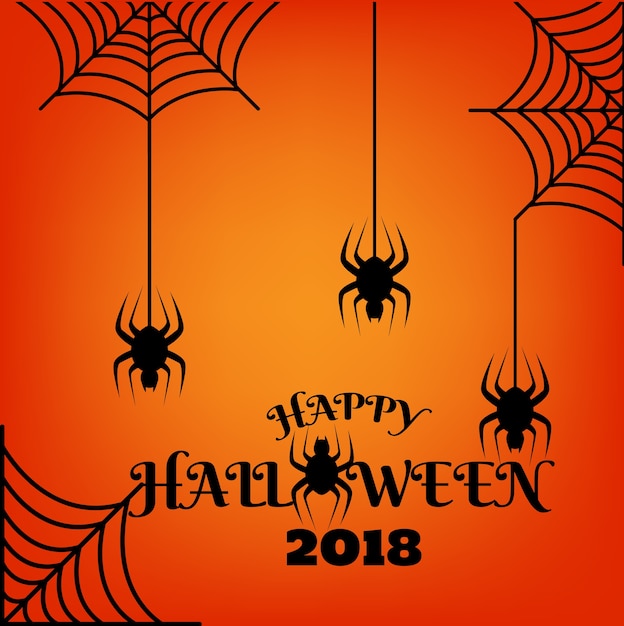 Vector diseño del texto happy halloween 2018